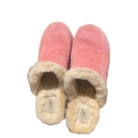 UGG Shoes - UGG Australia Kalie Suede Shearling Wood Clogs Mules Pink Women's Size 10